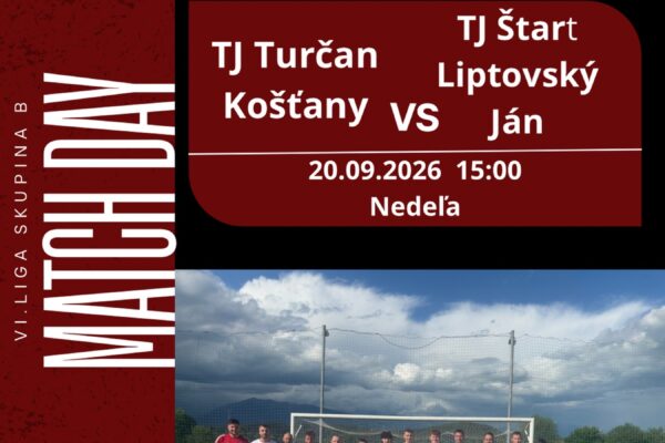 Naše A-mužstvo v nedeľu vycestuje do TJ Turčan Košťany